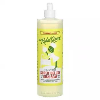 Rebel Green, Super Deluxe Dish Soap, перечная мята и лимон, 473 мл (16 жидк. Унций)