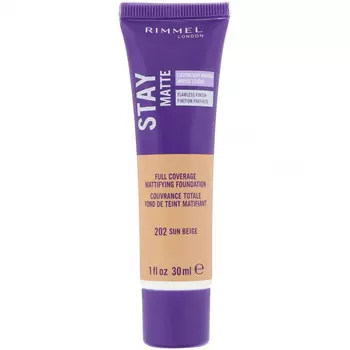 Rimmel London, Матирующая основа для максимальной плотности Stay Matte, оттенок 202 солнечный бежевый, 30 мл