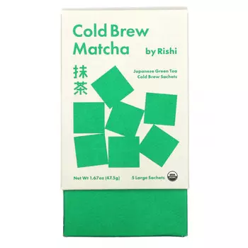 Rishi Tea, Cold Brew Matcha, японский зеленый чай, 5 больших пакетиков, 47,5 г (1,67 унции)