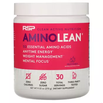 RSP Nutrition, AminoLean, смесь для приготовления энергетических напитков, фруктовый пунш, 270 г (9,52 унции)