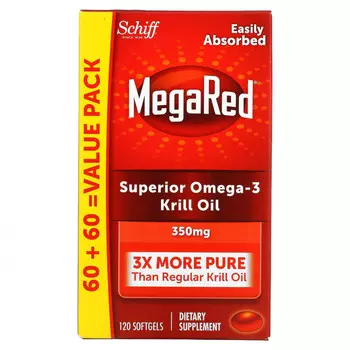 Schiff, MegaRed, масло морского криля высшего качества с омега-3, 350 мг, 120 мягких таблеток