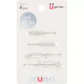 Scunci, Невидимки с камушками Real Style, 4 штуки