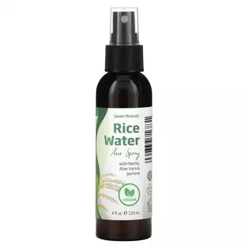 Seven Minerals, Спрей для волос на рисовой воде с крапивой, алоэ вера и жасмином, 120 мл (4 жидк. Унции)