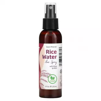 Seven Minerals, Спрей для волос с рисовой водой, розой и МСМ, 120 мл (4 жидк. Унции)