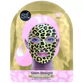 SFGlow, Glam Straight, тканевая маска для лица с золотой фольгой, 1 шт, 25 мл (0,85 унции)