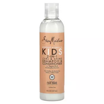 SheaMoisture, Детский шампунь и кондиционер для завивки и блеска 2-в-1, кокос и гибискус, 237 мл (8 жидк. Унций)