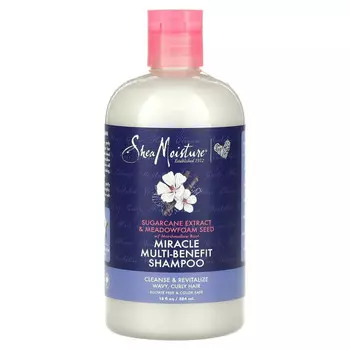 SheaMoisture, Miracle Multi-Benefit Shampoo, для вьющихся и вьющихся волос, экстракт сахарного тростника и семена пенника лугового, 384 мл (13 жидк. Унций)