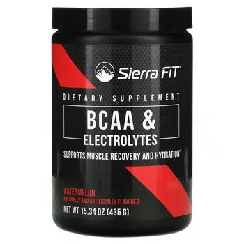 Sierra Fit, аминокислоты с разветвленными цепями (BCAA) и электролиты, 7 г BCAA, со вкусом арбуза, 435 г (15,34 унции)