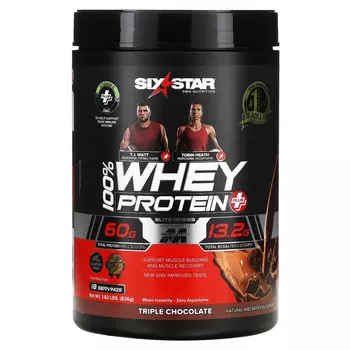 SIXSTAR, Elite Series, 100% Whey Protein Plus, Triple Chocolate, 1.82 lbs (826 g)