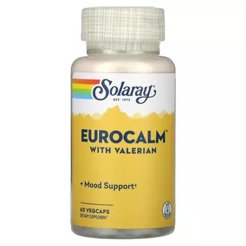 Solaray, Еврокалм с валерианой, 60 вегетарианских капсул