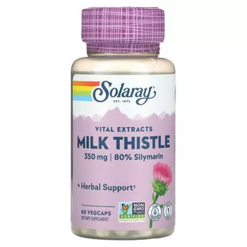 Solaray, Экстракт семян расторопши, для приема один раз в день, 350 мг, 60 вегетарианских капсул