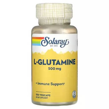 Solaray, L-глютамин, 500 мг, 100 растительных капсул