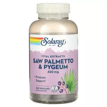 Solaray, Пигеум и пальма сереноа, 240 вегетарианских капсул