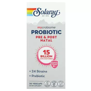 Solaray, Пробиотик Mycrobiome, до и после родов, 15 млрд, 30 растительных капсул