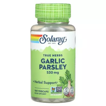 Solaray, True Herbs, чеснок и петрушка, 530 мг, 100 вегетарианских капсул