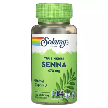 Solaray, True Herbs, сенна, 470 мг, 100 растительных капсул
