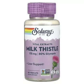 Solaray, Vital Extracts, расторопша, 175 мг, 60 растительных капсул