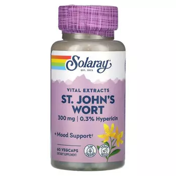 Solaray, Vital Extracts, зверобой, 300 мг, 60 растительных капсул