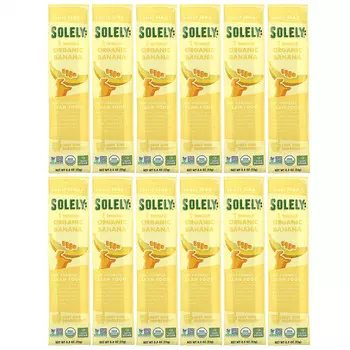 Solely, Органическое фруктовое вяленое мясо, банан, 12 пакетиков, 23 г (0,8 унции)