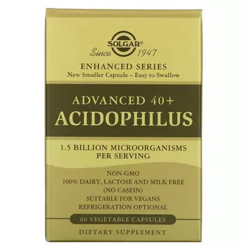 Solgar, Advanced 40+ Acidophilus, 60 растительных капсул