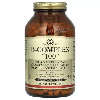 Solgar, B-комплекс '100', 250 растительных капсул