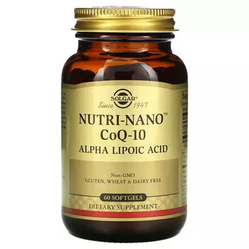 Solgar, CoQ-10 Nutri-Nano, альфа-липоевая кислота, 60 мягких желатиновых капсул