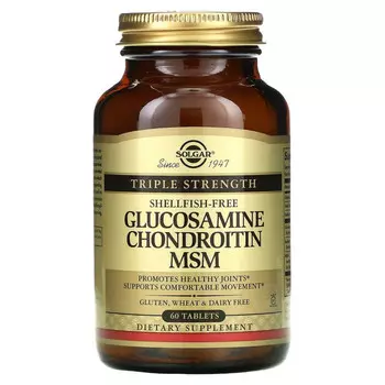 Solgar, Глюкозамин хондроитин МСМ, тройная сила, 60 таблеток