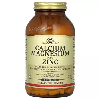 Solgar, кальций, магний и цинк, 250 таблеток