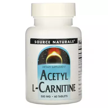 Source Naturals, ацетил-L-карнитин, 500 мг, 60 таблеток