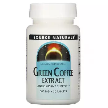 Source Naturals, Экстракт зелёного кофе, 500 мг, 30 таблеток