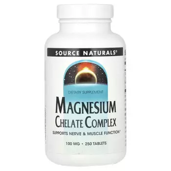Source Naturals, комплекс хелата магния, 100 мг, 250 таблеток