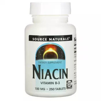 Source Naturals, ниацин, 100 мг, 250 таблеток