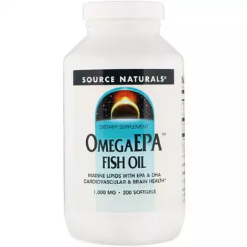 Source Naturals, рыбий жир OmegaEPA, 1000 мг, 200 капсул