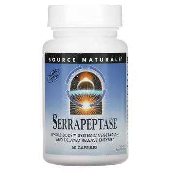 Source Naturals, Серрапептаза, 60 капсул