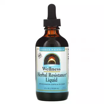 Source Naturals, Wellness, травяная жидкость для повышения устойчивости с эхинацеей, коптисом и инь цзяо, без спирта, 118,28 мл (4 жидк. Унции)