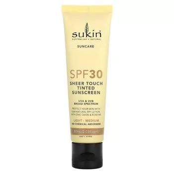 Sukin, Тонирующее солнцезащитное средство Sheer Touch, SPF30, светлый / средний, 60 мл (2,03 жидк. Унции)