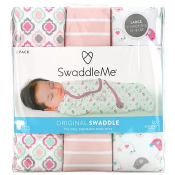 Summer Infant, SwaddleMe, оригинальная пеленка, большая, 3 шт. в упаковке