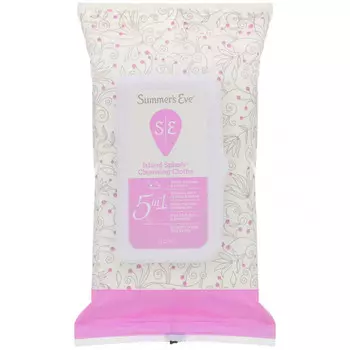 Summer's Eve, Очищающие салфетки 5 in 1, Island Splash, 32 салфетки