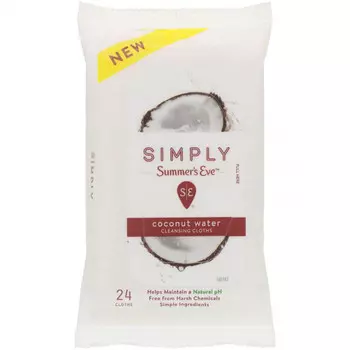Summer's Eve, Очищающие салфетки серии Simply, Coconut Water, 24 салфетки