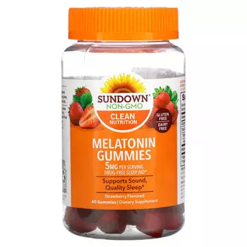 Sundown Naturals, жевательные конфеты с мелатонином, со вкусом клубники, 2.5 мг, 60 жевательных конфет