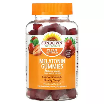 Sundown Naturals, Жевательные мармеладки с мелатонином, клубника, 5 мг, 150 жевательных таблеток
