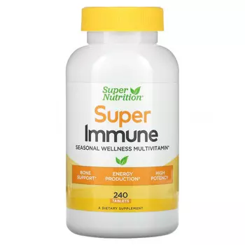 Super Nutrition, Super Immune, мультивитамины для сезонного оздоровления, 240 таблеток