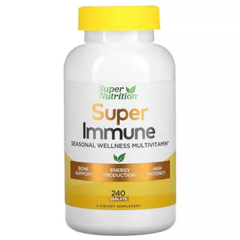 Super Nutrition, Super Immune, мультивитамины для сезонного оздоровления, 240 таблеток