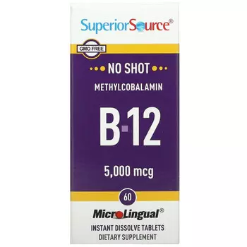 Superior Source, метилкобаламин B12, 5000 мкг, 60 быстрорастворимых таблеток MicroLingual