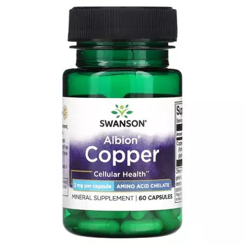 Swanson, Albion Copper, 2 мг, 60 капсул