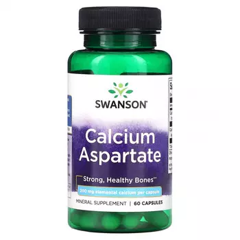 Swanson, Аспартат кальция, 200 мг, 60 капсул