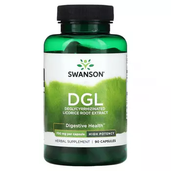 Swanson, DGL, высокая эффективность, 700 мг, 90 капсул