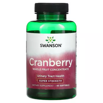 Swanson, Клюква, концентрат из цельных фруктов, суперсила, 60 мягких таблеток