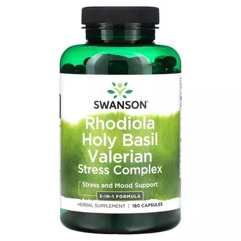 Swanson, Комплекс родиолы базилика и валерианы, 180 капсул