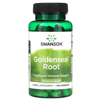 Swanson, Корень желтокорня, 125 мг, 100 капсул